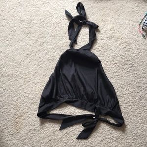 Black open back halter